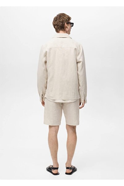 MANGO Man Cepli %100 keten gömlek ceket