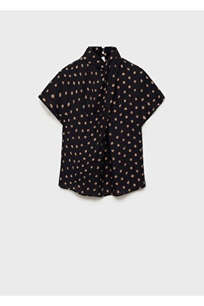 MANGO Woman Drape yakalı puantiyeli bluz