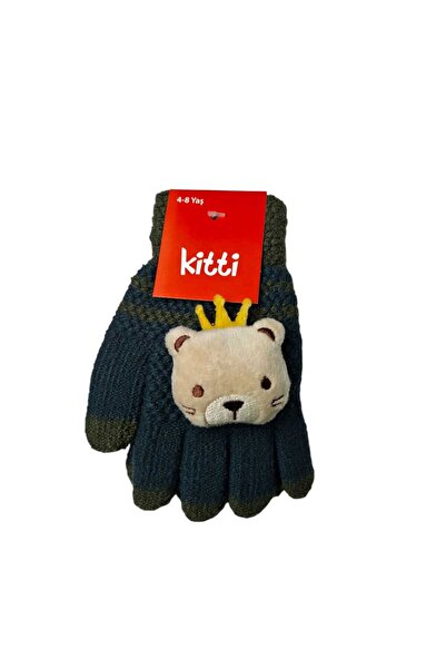 Kitti Spteks Kitti 4-8 Yaş Erkek Çocuk Haki Renk Ayıcıklı Figürlü Kışlık Örme...