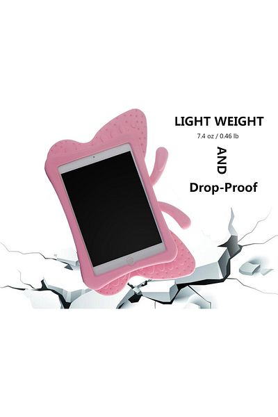 AWH iPad Mini Case for Kids, Lightweight Butterfly Design, Shockproof EVA Foam, Pink.