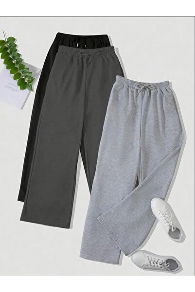 UYN SPORT Φούτερ 3 τεμαχίων σε μαύρο-ανθρακί-γκρι χρώμα, ψηλόμεσο, άνετο και ίσιο πόδι