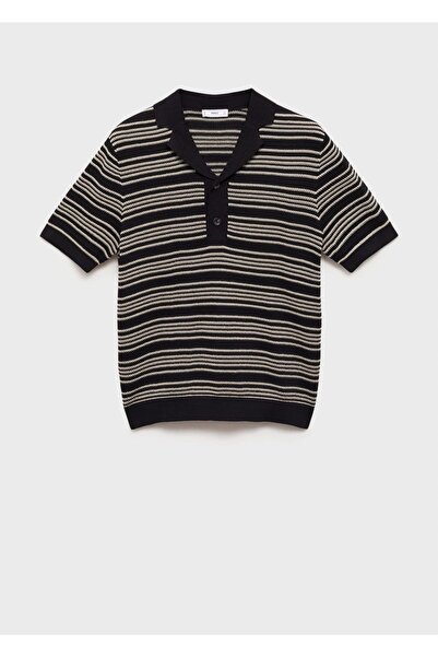 MANGO Man Triko çizgili polo gömlek