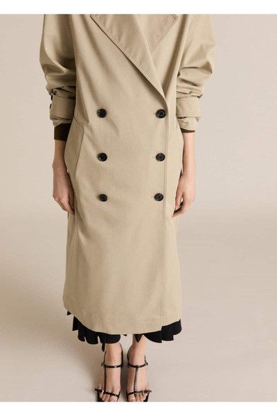 MANGO Woman Oversize uzun çift düğmeli trençkot