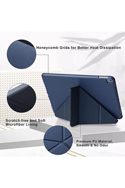 AWH iPad 10.2 Case, 5-in-1 Viewing Angles, Auto Wake Sleep, Soft Back Cover, Sky Blue.