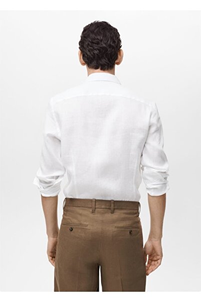 MANGO Man Dar kesim %100 keten gömlek