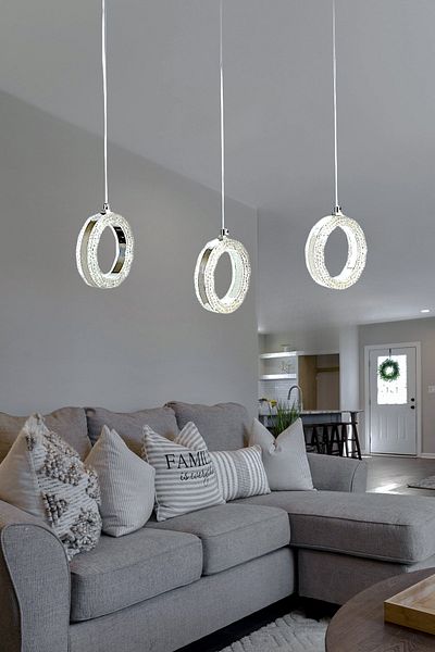 Fer Avize Işıl Chrome Modern Chandelier - 3-Piece Pendant Lamp Row Living Room and Kitchen Living Room