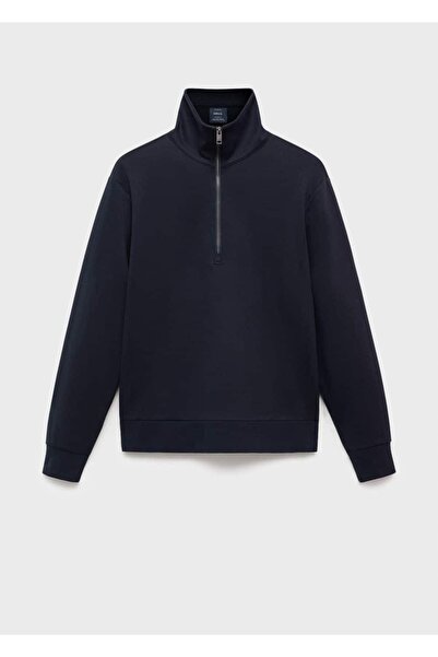 MANGO Man Fermuarlı regular kesim pamuklu sweatshirt