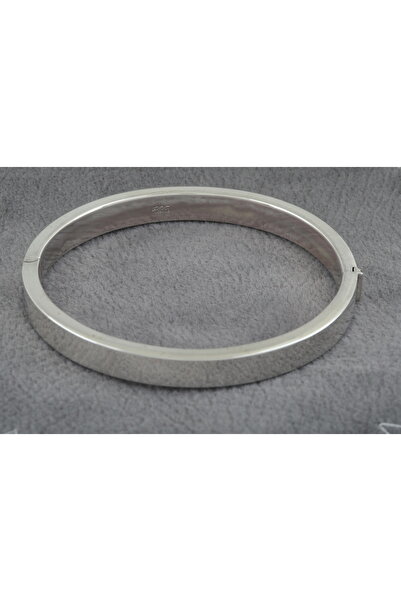 GÜMÜŞ DÜNYASI 925 Ayar Gümüş Kadın Rodyum Kaplamalı Oval Kelepçe Bilezik