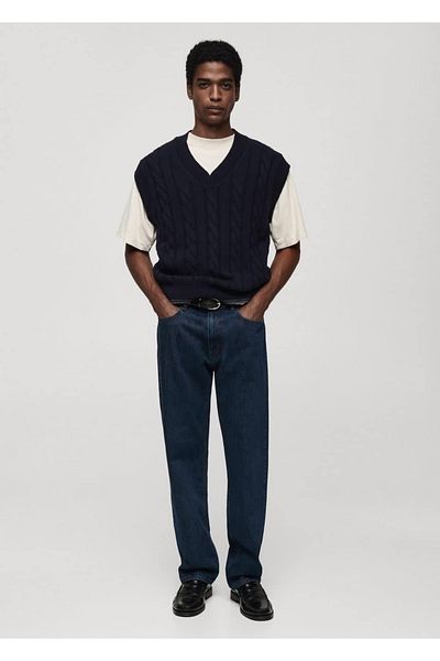 MANGO Man Wool Blend Knit Print Vest
