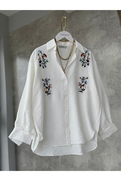 modabetce Vintage Embroidered Women's Shirt