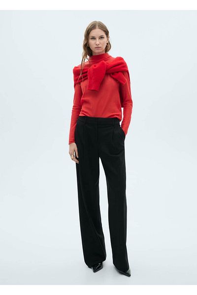 MANGO Woman Semi-Transparent High Collar Sweater