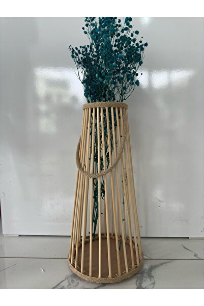 Vestora DEKORATİF AHŞAP HALATLI BAMBU ÇUBUKLU VAZO