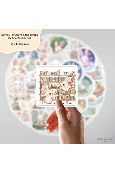 GUGUK Sevimli Tavşan ve Kitap Sticker Seti