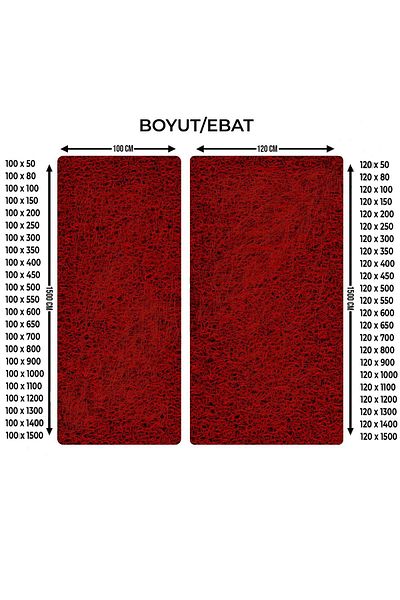 CYH 100X350Cm Red Curly Mat-Anti-Slip Mat Lydia 14mm