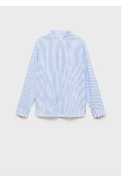 MANGO Kids Çizgili pamuklu keten gömlek