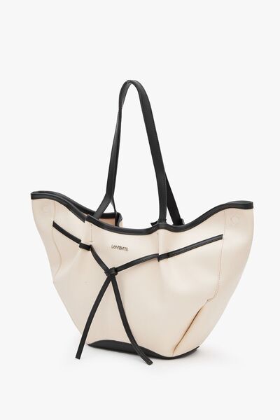LOVENTA Large Tote Bag Beige & Black Niesha
