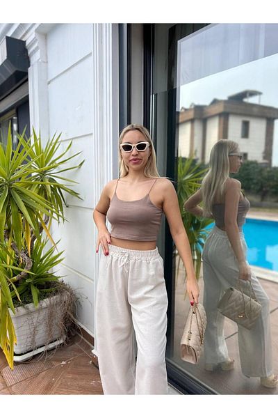 For Angels Linen Elastic Waist Loose Fit Trousers