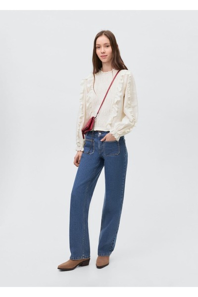 Mango Teen Bluză cu volane și șnur