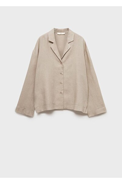MANGO Woman Keten karışımlı gömlek