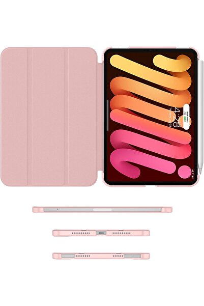 AWH iPad Mini 7/6 Case, Slim Trifold Stand, Auto Wake/Sleep, Hard PC Back Cover, Pink Sand.