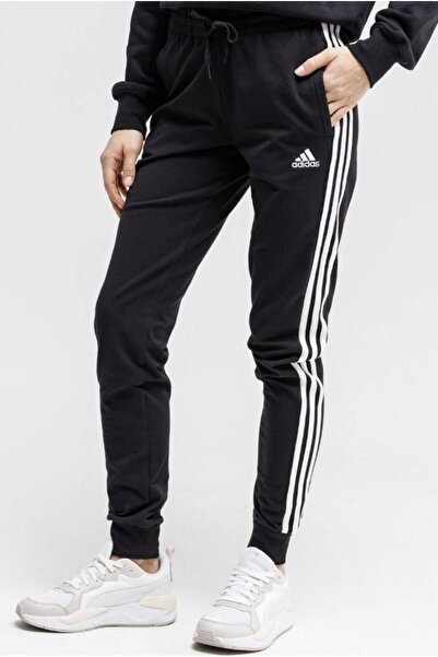 adidas Essentials Single Jersey 3-Stripes Kadın Siyah Eşofman Altı