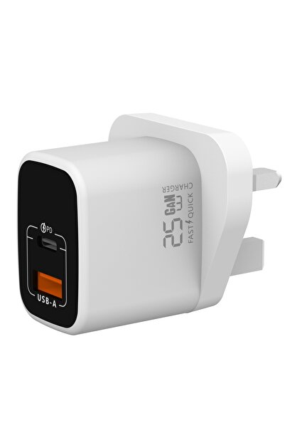 iOsuite QC 25 Watt Home Charger GaN Tech (2 Ports) 1 USB-A & 1 USB-C - RY-U25D-AC