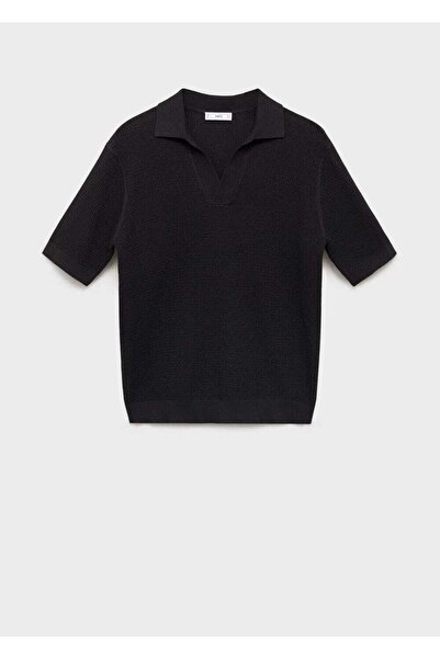 MANGO Man Λεπτό πλεκτό μπλουζάκι πόλο με καλούπι