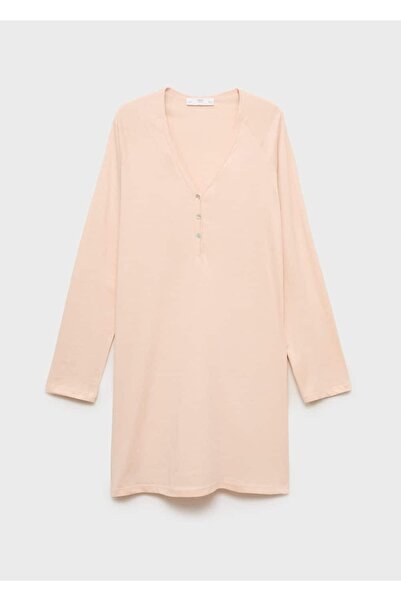 MANGO Woman Pamuklu V yaka gecelik