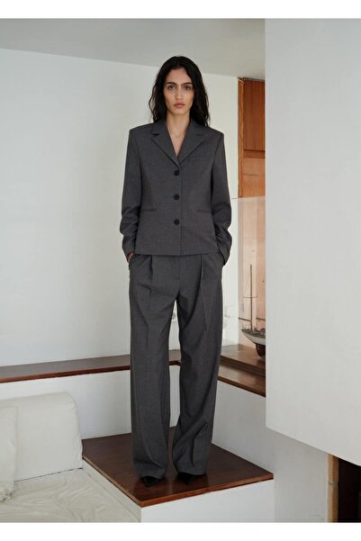 MANGO Woman Düz kesim düğmeli blazer ceket