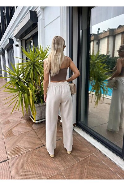 For Angels Linen Elastic Waist Loose Fit Trousers