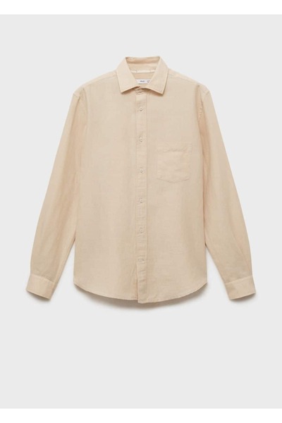 MANGO Man Klasik Kesim Keten Gömlek