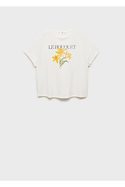 MANGO Woman Μήνυμα μπλουζάκι από βαμβακερό σχέδιο