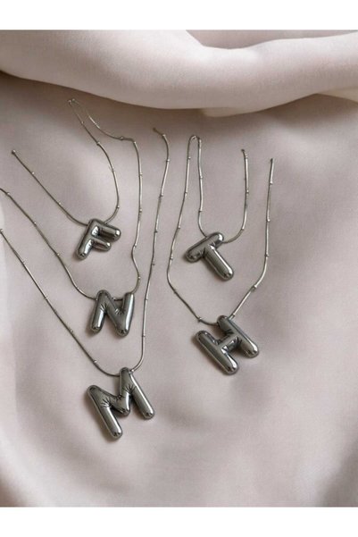 CharmPlay 316L Steel B Letter Balloon Necklace - Silver Color, 1St Quality Non-Tarnishing Design