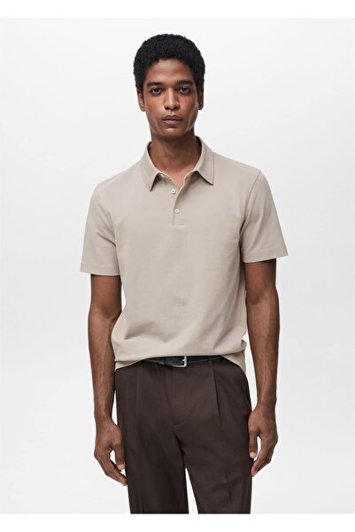 MANGO Man Βαμβακερό πικέ πουκάμισο πόλο με λεπτή εφαρμογή