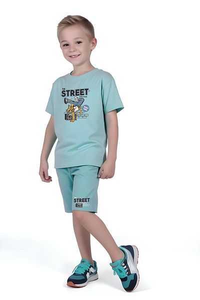 panios kids Street Panther Printed Boy Capri and T-Shirt Bottom-Top Set