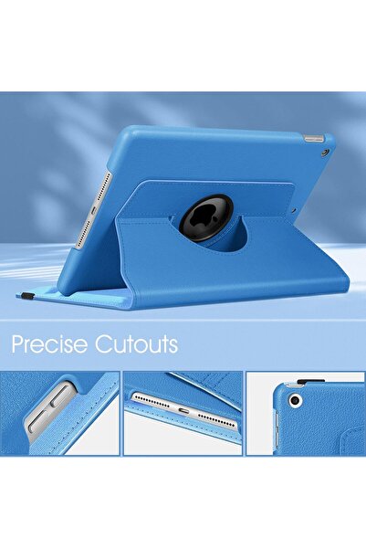 AWH Rotating Case for iPad 8th/7th Gen 10.2, 360° Rotating Smart Stand with Pencil Holder, Blue.