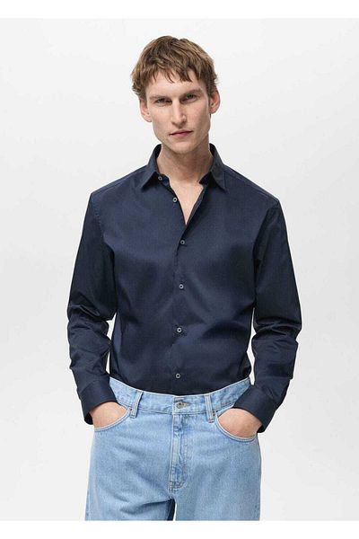 MANGO Man Strečová bavlněná košile Regular Fit