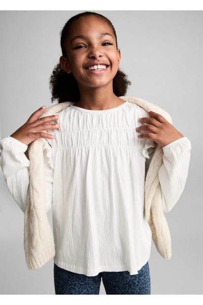 MANGO Kids Μπλουζάκι με βολάν στα μανίκια