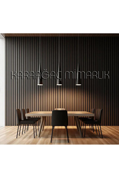 Karaağaç Mimarlık 100x240 Akustik Ahşap Duvar Paneli-8mm mdflam-4mm Keçe (Antrasit)