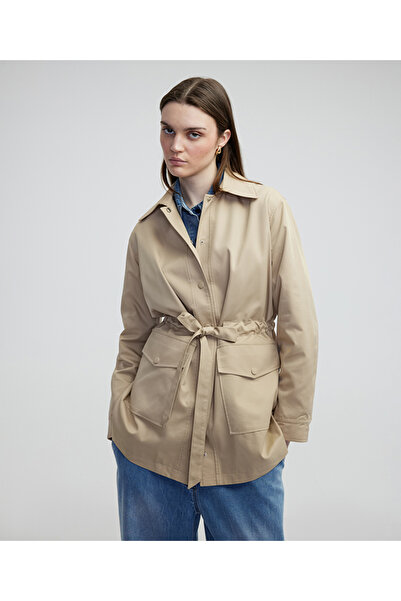 MISS IPEKYOL Elastik bel kısa trençkot