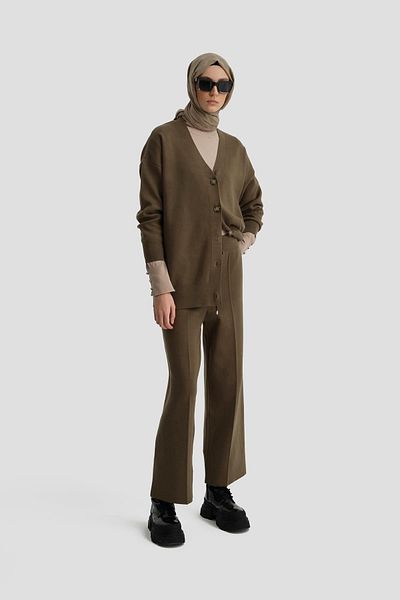 Armine Khaki Knitwear 24Kd2808 Set - Cardigan and Top Set