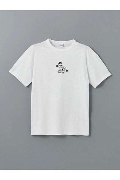 LC Waikiki Παιδικό μπλουζάκι LCW Kids White Crew Neck για αγόρι