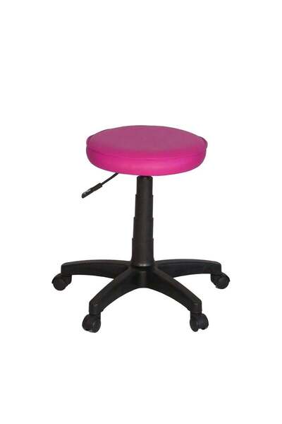 Türksit Amortisörlü Tabure Deri Plastik Ayak Pembe