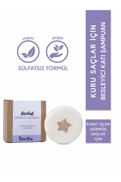 Olea Vera Stardust Sulfate Free Solid Shampoo for Dry Hair 90Gr