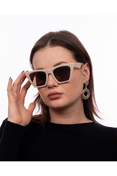 GlimmerGroove Women's Cream Cat Eye Sunglasses