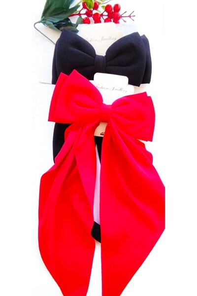 celisia مجموعة مشبك شعر على شكل فيونكة مزدوجة - مشبك شعر أحمر وأسود - إكسسوار...