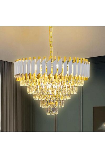 Btm Luxury Modern Round Crystal Chandelier 40cm Black