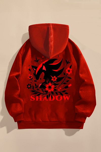 FEEL STYLE Червен детски суитшърт - с три нишки, щампа на таралеж
