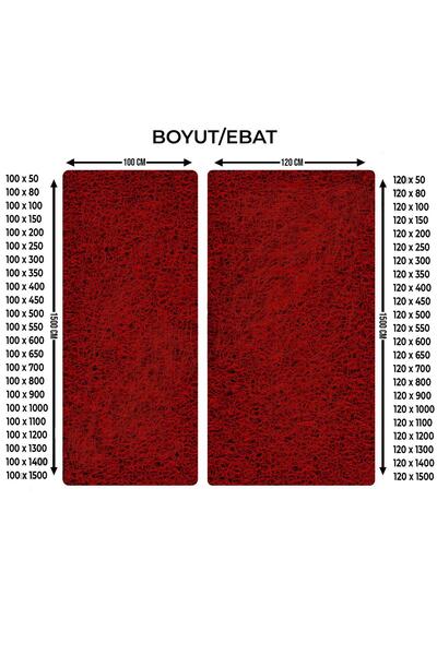 CYH 14mm Lidya - 100X650Cm Red Curly Mop-Hali Non-Slip Runner