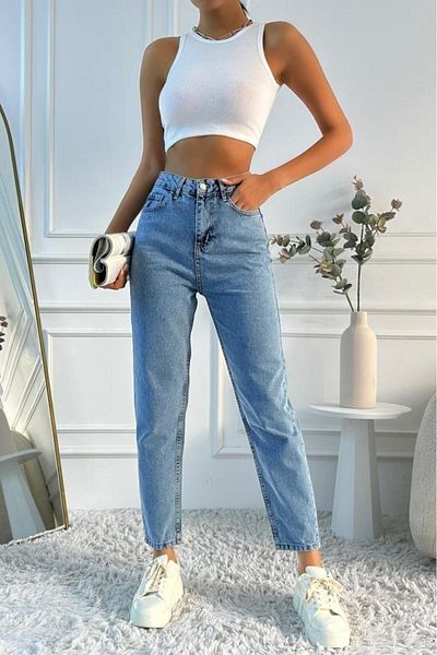 LİMABEL Mystery Milano Noul sezon Lara Jiyan Leo Anii 90 Femei Mom Jean Blue Snow Wash Talie înaltă Stretchy 2025